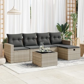 Set de sofás de jardín 6 pzas y cojines ratán sintético gris de , Conjuntos de jardín - Ref: Foro24-3325378, Precio: 384,18 €...