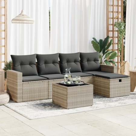 Set de sofás de jardín 6 pzas y cojines ratán sintético gris de , Conjuntos de jardín - Ref: Foro24-3325378, Precio: 384,18 €...