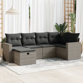 Set de muebles de jardín 6 pzas y cojines ratán sintético gris de , Conjuntos de jardín - Ref: Foro24-3325386, Precio: 416,41...