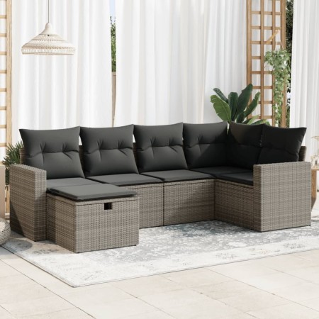 Set de muebles de jardín 6 pzas y cojines ratán sintético gris de , Conjuntos de jardín - Ref: Foro24-3325386, Precio: 416,41...