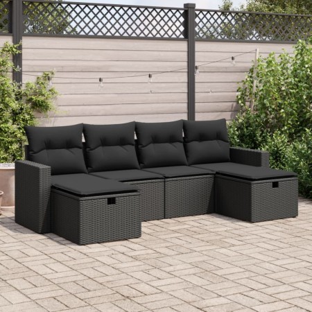 Set de sofás de jardín 6 piezas y cojines ratán sintético negro de , Conjuntos de jardín - Ref: Foro24-3325421, Precio: 400,7...