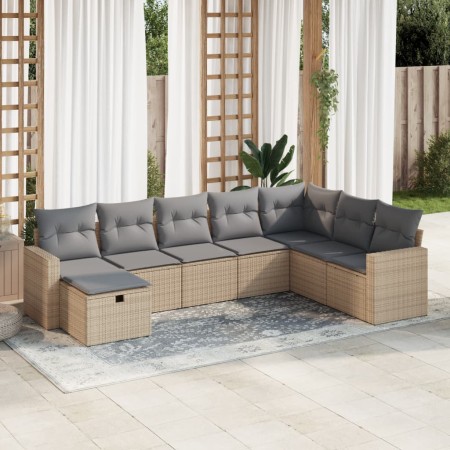 Set de sofás de jardín y cojines 8 piezas ratán sintético beige de , Conjuntos de jardín - Ref: Foro24-3325435, Precio: 530,3...