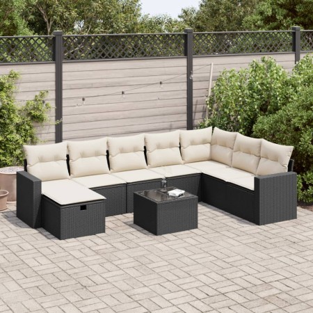 Set de sofás de jardín con cojines 9 pzas ratán sintético negro de , Conjuntos de jardín - Ref: Foro24-3325442, Precio: 526,8...