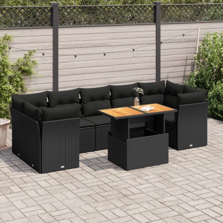Set de sofás de jardín y cojines 8 piezas ratán sintético negro de , Conjuntos de jardín - Ref: Foro24-3326897, Precio: 567,0...