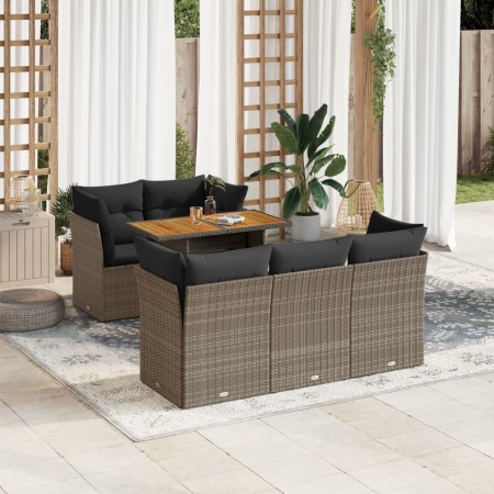 Set de muebles de jardín 6 pzas y cojines ratán sintético gris de , Conjuntos de jardín - Ref: Foro24-3326888, Precio: 423,11...
