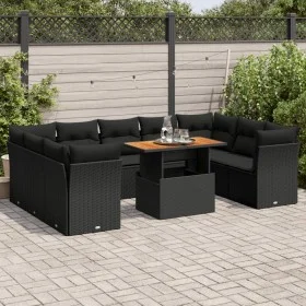 Set de sofás de jardín y cojines 10 pzas ratán sintético negro de , Conjuntos de jardín - Ref: Foro24-3326967, Precio: 664,16...