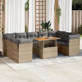 Juego de sofás jardín con cojines beige 10 pzas ratán sintético de , Conjuntos de jardín - Ref: Foro24-3326971, Precio: 673,5...