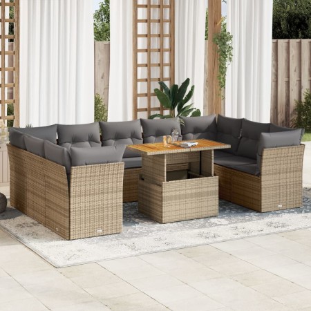 Juego de sofás jardín con cojines beige 10 pzas ratán sintético de , Conjuntos de jardín - Ref: Foro24-3326971, Precio: 673,5...