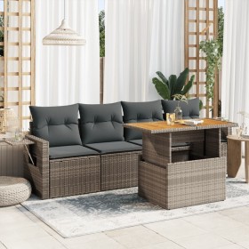 Juego de sofás jardín con cojines 5 pzas ratán sintético gris de , Conjuntos de jardín - Ref: Foro24-3327098, Precio: 362,25 ...