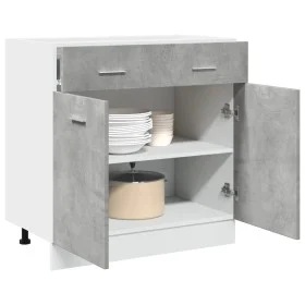 Armario inferior cajón contrachapada gris hormigón 80x46x81,5cm de , Armarios de cocina - Ref: Foro24-856091, Precio: 82,32 €...