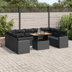 Set de sofás de jardín y cojines 10 pzas ratán sintético negro de , Conjuntos de jardín - Ref: Foro24-3327079, Precio: 688,18...