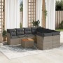 Set de muebles de jardín 9 pzas y cojines ratán sintético gris en Conjuntos de jardín | Comprar online en Foru.es
