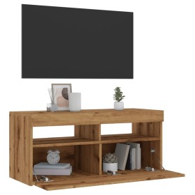 Mueble de TV luces LED madera roble artisan 90x35x40 cm de , Muebles TV - Ref: Foro24-856308, Precio: 73,22 €, Descuento: %