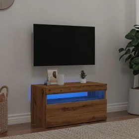 TV stand with LED lights, oak wood artisan 75x35x40 cm by , TV Furniture - Ref: Foro24-856317, Price: 52,10 €, Discount: %