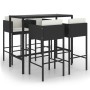 Set de bar de jardín 5 pzas y cojines ratán sintético negro de vidaXL, Conjuntos de jardín - Ref: Foro24-3094793, Precio: 443...