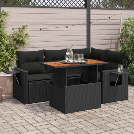 Set de muebles de jardín 5 pzas y cojines ratán sintético negro de , Conjuntos de jardín - Ref: Foro24-3327142, Precio: 416,0...