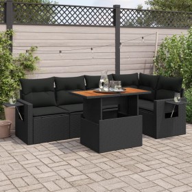 Set de sofás de jardín 6 piezas y cojines ratán sintético negro de , Conjuntos de jardín - Ref: Foro24-3327149, Precio: 474,6...