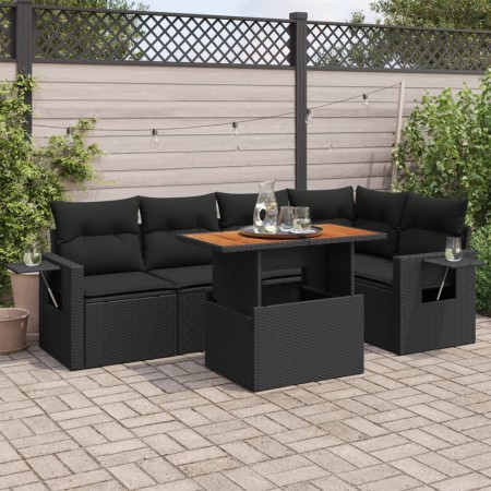 Set de sofás de jardín 6 piezas y cojines ratán sintético negro de , Conjuntos de jardín - Ref: Foro24-3327149, Precio: 474,6...