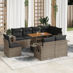 Set de sofás de jardín con cojines 9 pzas ratán sintético gris de , Conjuntos de jardín - Ref: Foro24-3327168, Precio: 644,64...
