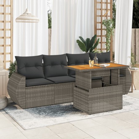 Juego de sofás jardín con cojines 5 pzas ratán sintético gris de , Conjuntos de jardín - Ref: Foro24-3327210, Precio: 364,05 ...