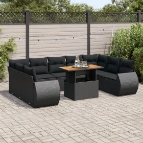 Set de sofás de jardín y cojines 10 pzas ratán sintético negro de , Conjuntos de jardín - Ref: Foro24-3327303, Precio: 733,95...