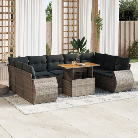 Set de sofás de jardín y cojines 10 pzas ratán sintético gris de , Conjuntos de jardín - Ref: Foro24-3327308, Precio: 714,80 ...