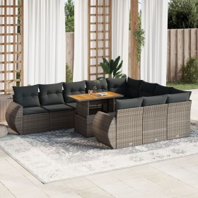 Set de sofás de jardín 11 pzas y cojines ratán sintético gris de , Conjuntos de jardín - Ref: Foro24-3327315, Precio: 768,43 ...