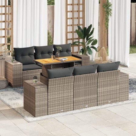 Set de sofás de jardín 7 pzas con cojines ratán sintético gris de , Conjuntos de jardín - Ref: Foro24-3327336, Precio: 532,23...