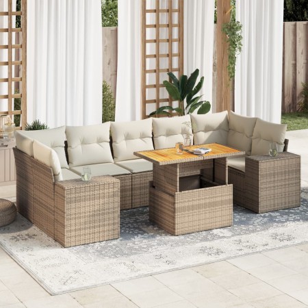 Set de sofás de jardín y cojines 8 piezas ratán sintético beige de , Conjuntos de jardín - Ref: Foro24-3327348, Precio: 608,1...