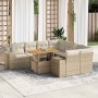 Set de sofás de jardín con cojines 9 pzas ratán sintético beige de , Conjuntos de jardín - Ref: Foro24-3327355, Precio: 703,1...