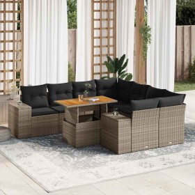Set de sofás de jardín con cojines 9 pzas ratán sintético gris de , Conjuntos de jardín - Ref: Foro24-3327357, Precio: 614,85...