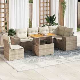 Set sofás de jardín 7 piezas y cojines ratán sintético beige de , Conjuntos de jardín - Ref: Foro24-3327383, Precio: 566,41 €...