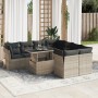 Set de sofás de jardín con cojines 9 pzas ratán sintético gris de , Conjuntos de jardín - Ref: Foro24-3326131, Precio: 599,02...