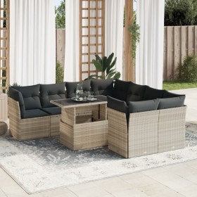Set muebles jardín 9 pzas y cojines ratán sintético gris claro de , Conjuntos de jardín - Ref: Foro24-3326133, Precio: 671,74...