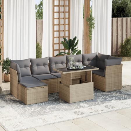 Set de sofás de jardín y cojines 8 piezas ratán sintético beige de , Conjuntos de jardín - Ref: Foro24-3326200, Precio: 537,9...