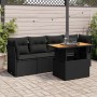 Set de muebles de jardín 5 pzas y cojines ratán sintético negro de , Conjuntos de jardín - Ref: Foro24-3326876, Precio: 370,9...