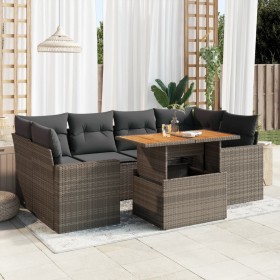 Set de sofás de jardín 7 pzas con cojines ratán sintético gris de , Conjuntos de jardín - Ref: Foro24-3327007, Precio: 495,92...