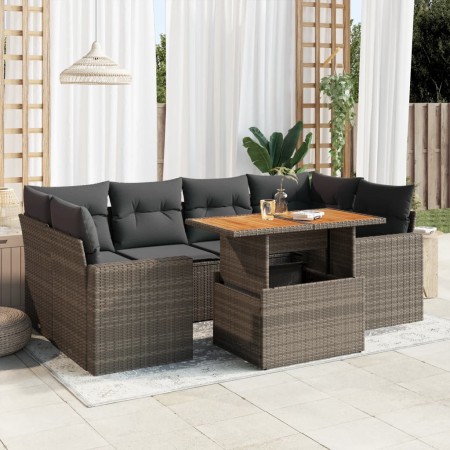 Set de sofás de jardín 7 pzas con cojines ratán sintético gris de , Conjuntos de jardín - Ref: Foro24-3327007, Precio: 495,92...