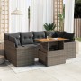 Set de sofás de jardín 7 pzas con cojines ratán sintético gris de , Conjuntos de jardín - Ref: Foro24-3327007, Precio: 495,92...