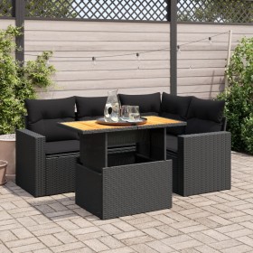 Set de muebles de jardín 5 pzas y cojines ratán sintético negro de , Conjuntos de jardín - Ref: Foro24-3327030, Precio: 410,4...