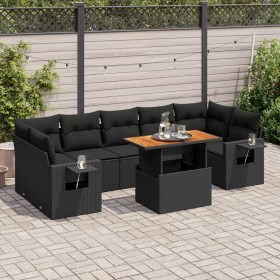 Set de sofás de jardín y cojines 8 piezas ratán sintético negro de , Conjuntos de jardín - Ref: Foro24-3327121, Precio: 582,2...