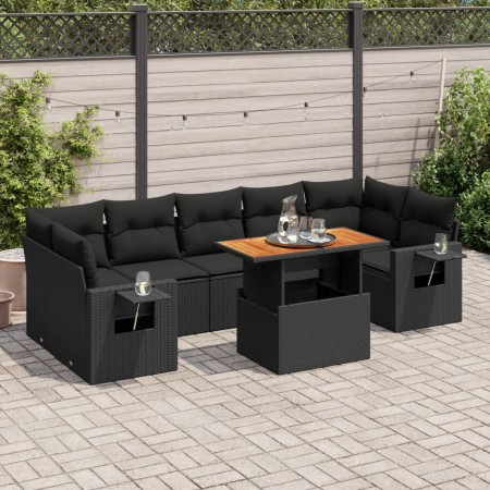 Set de sofás de jardín y cojines 8 piezas ratán sintético negro de , Conjuntos de jardín - Ref: Foro24-3327121, Precio: 582,2...