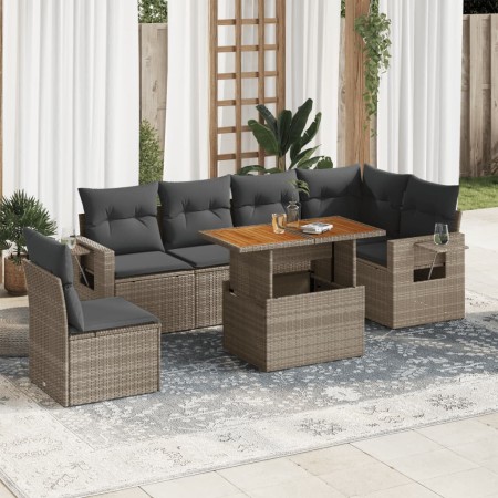 Set de sofás de jardín 7 pzas con cojines ratán sintético gris de , Conjuntos de jardín - Ref: Foro24-3327161, Precio: 487,85...