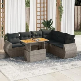 Set de sofás de jardín 7 pzas con cojines ratán sintético gris de , Conjuntos de jardín - Ref: Foro24-3327273, Precio: 493,63...