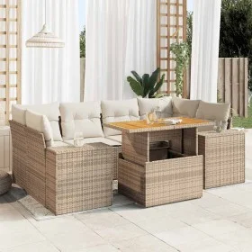 Set sofás de jardín 7 piezas y cojines ratán sintético beige de , Conjuntos de jardín - Ref: Foro24-3327341, Precio: 589,12 €...