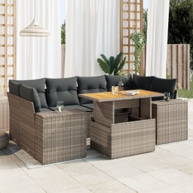 Set de sofás de jardín 7 pzas con cojines ratán sintético gris de , Conjuntos de jardín - Ref: Foro24-3327343, Precio: 505,05...