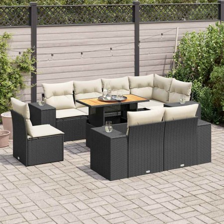 Set de sofás de jardín con cojines 9 pzas ratán sintético negro de , Conjuntos de jardín - Ref: Foro24-3327388, Precio: 640,3...