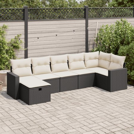 Set de sofás de jardín 7 pzas con cojines ratán sintético negro de , Conjuntos de jardín - Ref: Foro24-3325402, Precio: 423,1...