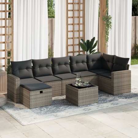 Set de sofás de jardín y cojines 8 piezas ratán sintético gris de , Conjuntos de jardín - Ref: Foro24-3325416, Precio: 498,93...