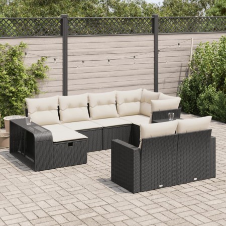 Set de sofás de jardín y cojines 10 pzas ratán sintético negro de , Conjuntos de jardín - Ref: Foro24-3326060, Precio: 536,89...